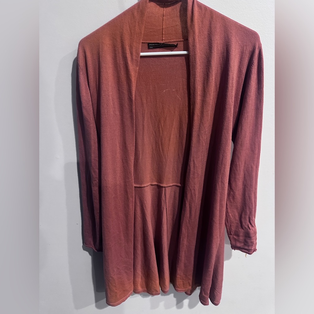Peruvian Connection Longline Cardigan Pima Cotton Silk Blend  Quiet Luxury